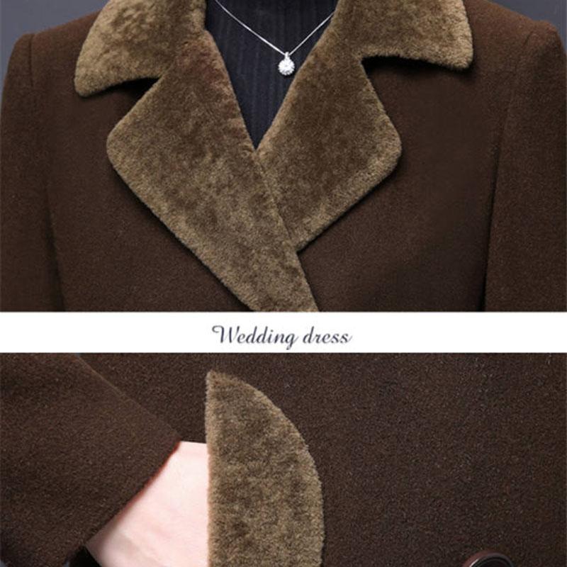Abrigo de Mezclas de Lana para Mujer Invierno Moda Engrosado Cuello de Cachemir Chaqueta Larga Cálida Ajustada Abrigo Exterior Femenino Tallas Grandes M-5XL