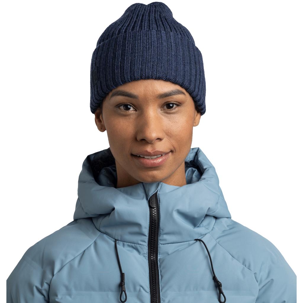 Buff Knitted Erviny Beanie, Unisex navy Cap