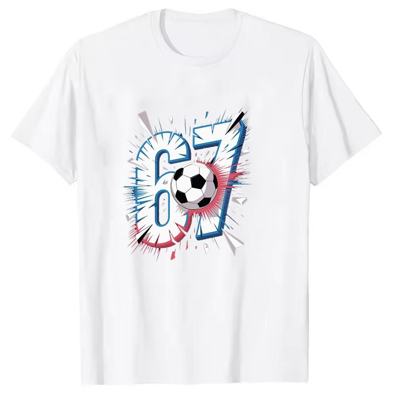 Six Seven Women Unisex Soccer TShirts Short Sleeves Harajuku Style Unisex Tee Summer Trend Large Size Round Neck Couple Top Shirt