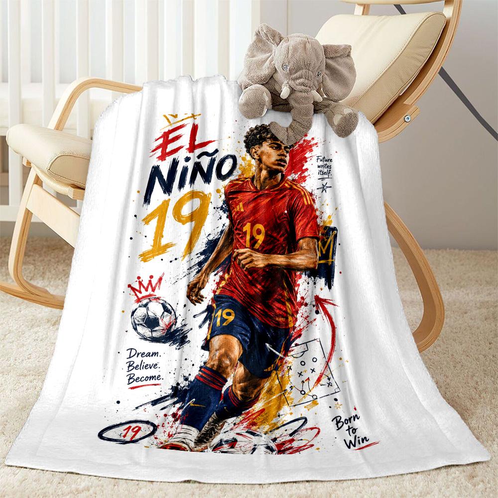 Lamine Yamal's Spain's Soccer Star Blanket Ultra-Soft Suitable for Seaside Picnics Sofa Four Seasons Universal Playful Design