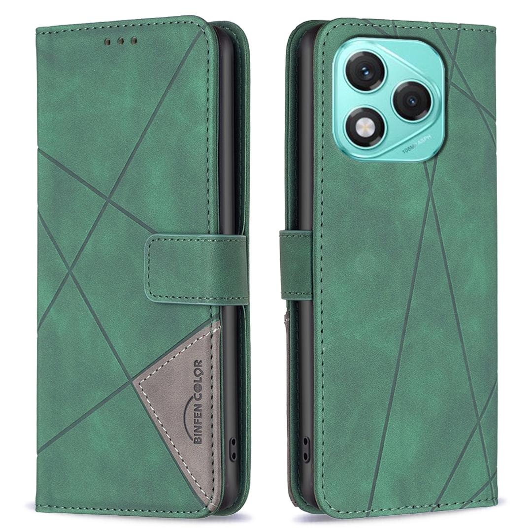 

BINFEN COLOR Чохол-гаманець для телефону Honor 400 Lite зі стендом, шкіряна обкладинка з геометричним тисненням Green