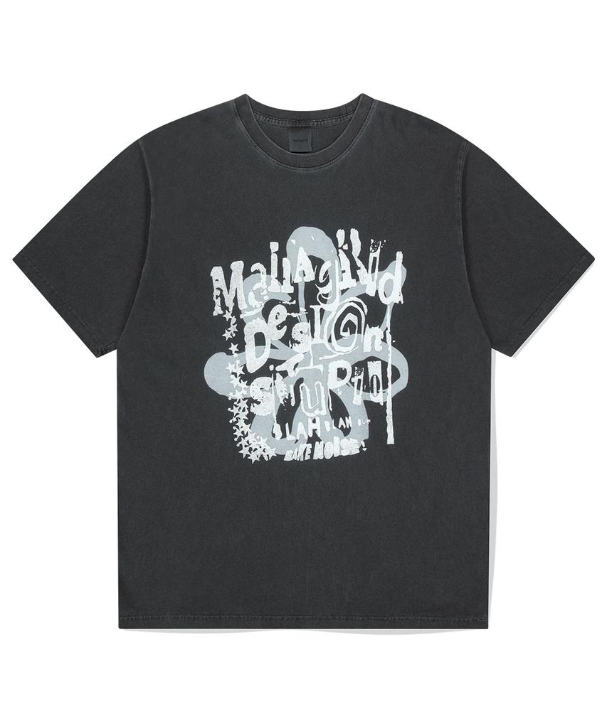 MAHAGRID Flower Star Pigment Tee Charcoal(Mg2Fmmt512A)