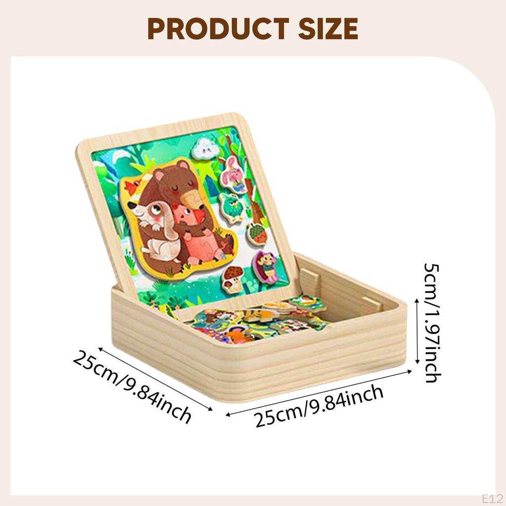2 in 1 Wooden Toddler Puzzle Drawing Board Children for 46 Years Boys Girls Style A