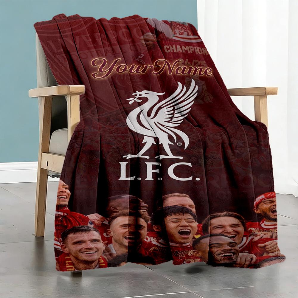 Liverpool Customize Your Name Blanket Throw Personalized Blanket Soft & Cozy for Seaside Bed Bedding Sofa All-Season Use Gifts For Family Or Friends