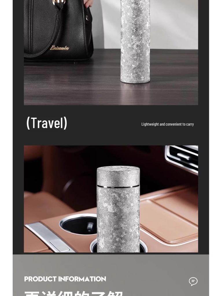 Premium Stainless Steel & Titanium Insulated Tea Infuser Cup, Double-Layer, Large Capacity, Portable for Car Use