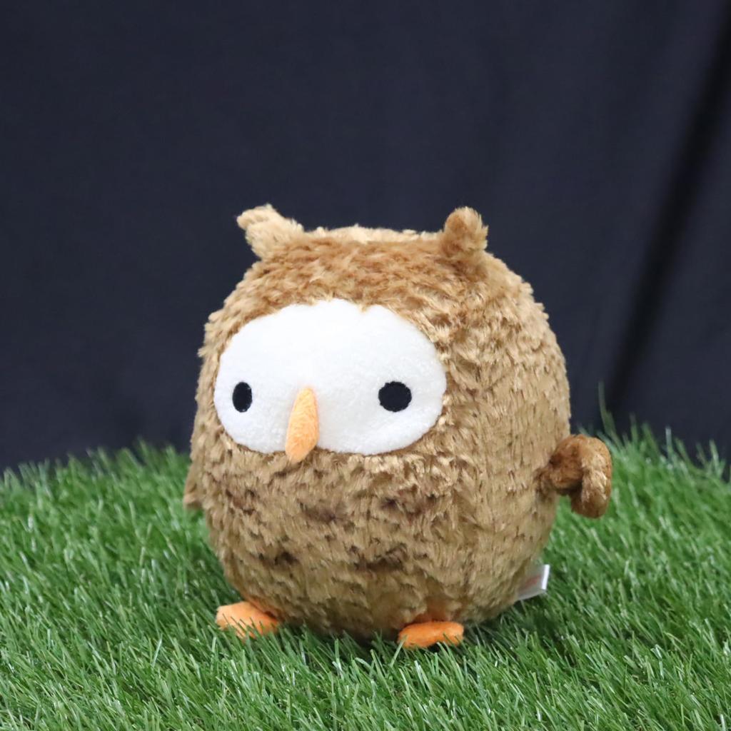 Shinada Plush Round Owl (L) Brown Plush Toy with a Bright Appearance