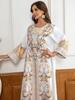 ZD025 Stylish Muslim Women's Beaded Print Robe Dress