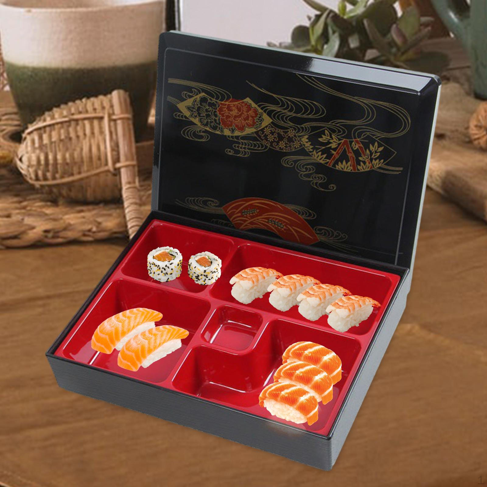 

Японский бенто-бокс для обеда, красный и черный, 5 отсеков, контейнер для еды, сервировочное блюдо для ресторана