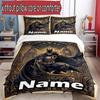 3pcs Duvet Cover Set (1*Duvet Cover + 2*Pillowcase, Without Core), Custom Name Batman Pattern Bedding Set, Home Bedroom Decor Gift
