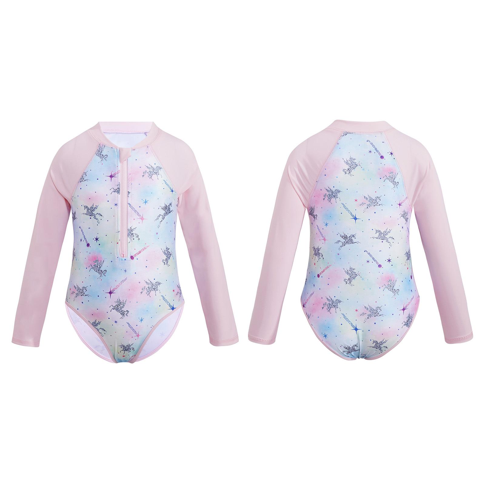 

Дитяча сорочка з довгим рукавом і блискавкою для дівчат із захистом від сонця, купальний костюм, купальний костюм 11-12 Years блідо-рожевого кольору