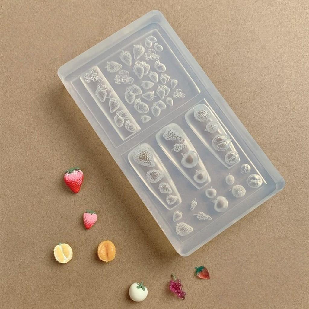 3D Fruit Nail Art Mold - Strawberry & Grape Silicone Carving Tool
