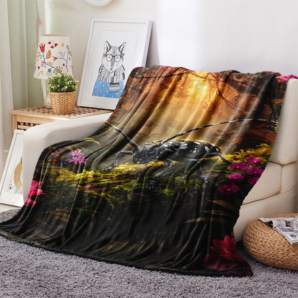 1PC Structural composition Print FlAannel Blanket, High quality Comfortable for All Seasons, Home Decor, Warmth and Comfort