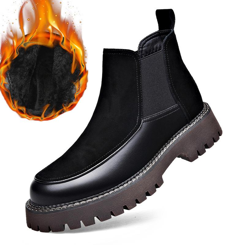 

Модные мужские повседневные ботинки челси, черные модные туфли из коровьей замши, осенние ботинки на платформе, вечерние платья для ночного клуба, красивые ботинки по щиколотку 270