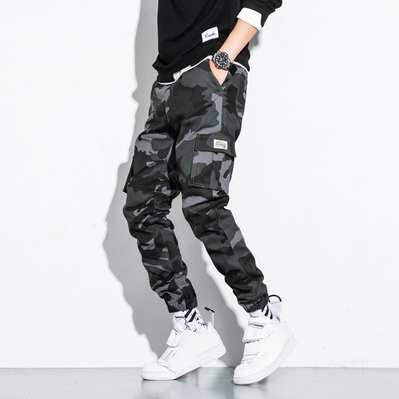 Pantaloni da lavoro da uomo primavera e autunno cotone multitasche casual con coulisse