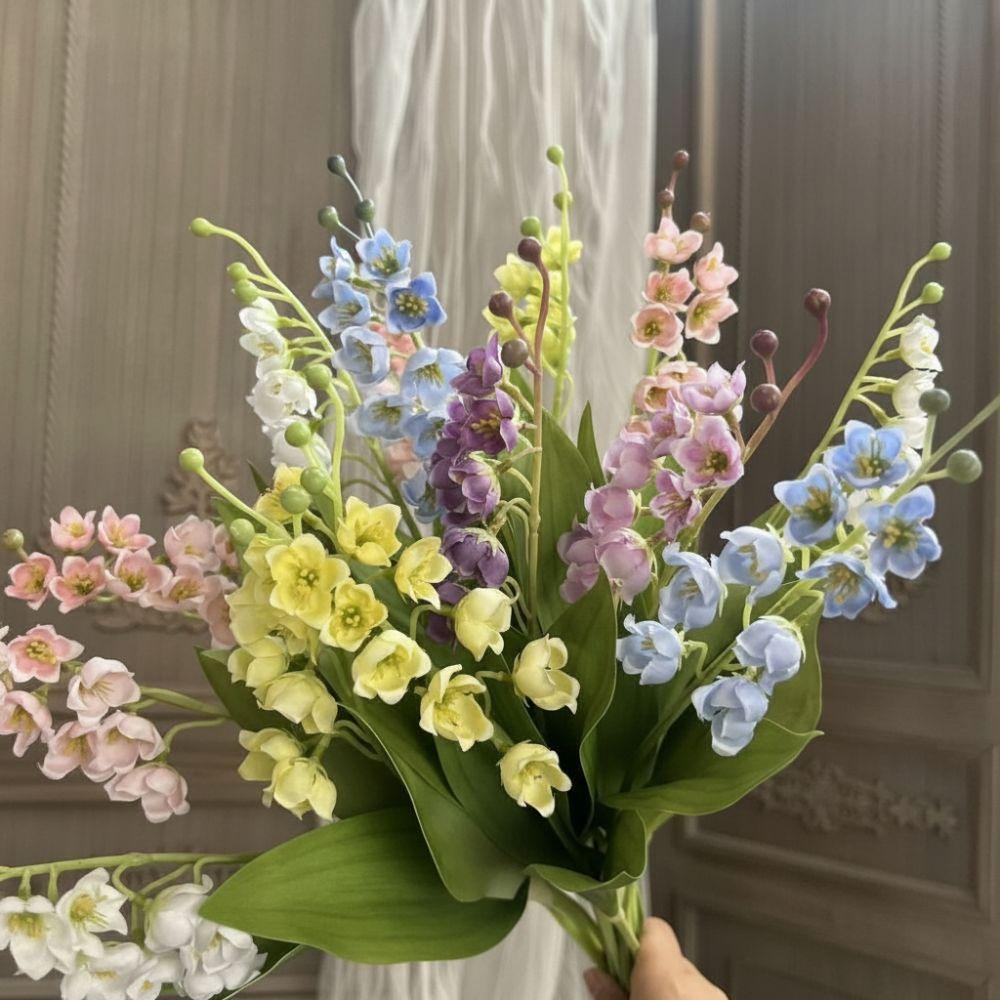 Galho de Flor Artificial Lírio-do-vale 40cm de Altura Flor Falsa Decoração de Casa