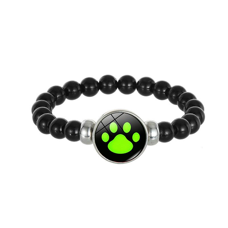 Ladybug Bear Paw Print Beaded Bracelet with Polka Dot Time Gem