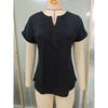 Spring Summer New Women's Solid Color V-Neck Lace Trim Loose Short Sleeve T-shirt Top For Cross-border Trade