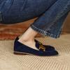 Fashion Women Retro Metal Buckle Loafer 2025 French British Style Fashion Elegant Square Toe Chunky Heels Pumps Party Flat Casual Shoes