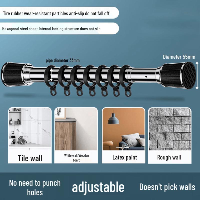 Handun No-Drill Retractable Shower Curtain Rod
