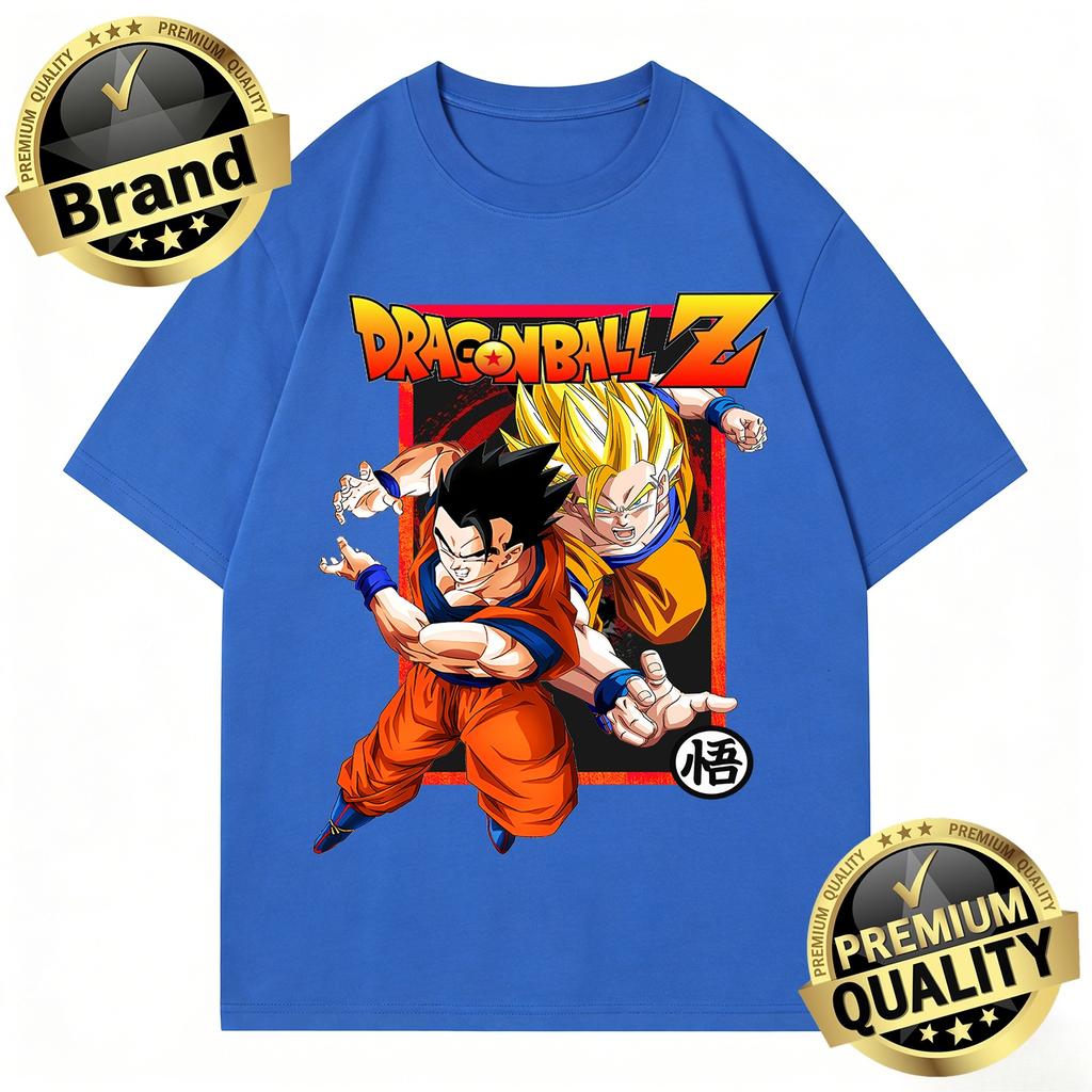 Dragon Ball 2026 New Hot Summe T-Shirt Gohan Goku Father-Son Retro Red Frame Print 100_ Cotton Oversized Tee for Men Women Kids