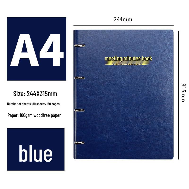 A4 Loose-leaf Meeting Notebook - Business Notepad for Minutes & Work Plan Notes