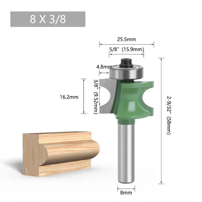 

Концевая фреза с хвостовиком 8 мм, полукруглая фреза, фреза по дереву с 2 канавками и подшипником, деревообрабатывающий инструмент, фреза NO2