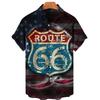 Camicia Nuova da Uomo Hawaiana Route 66 Street Classic Stampa 3D Manica Corta T-shirt Musica Rock Collo Revers Taglia Larga Uomo Top Vestiti Vintage