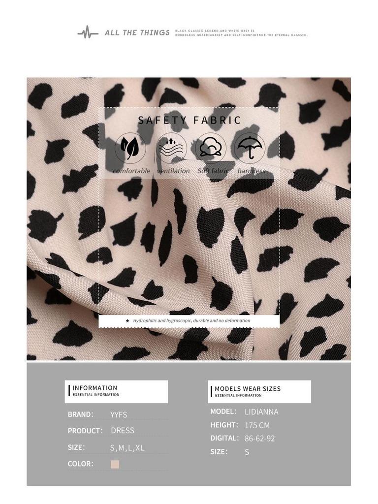 European & American V-Neck Leopard Print Maxi Dress for Summer Vacation