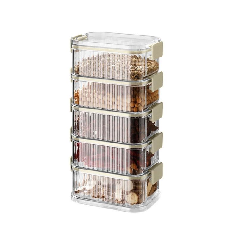 Stackable Spice Storage Container With Lid Plastic Kitchen Organiser For Herbs Seasonings Salt Pepper