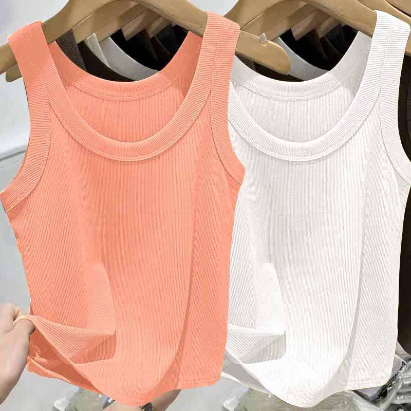 Modal Ribbed Spaghetti Strap Tank Top - Women's Versatile U-Neck Solid Color for Spring/Summer, Sports, Yoga, Base Layer.