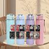 1PC Multi Color Square Abstract Retro Print 750ml Portable Sports Water Bottle Leakproof Gym Outdoor Travel Drink Cup