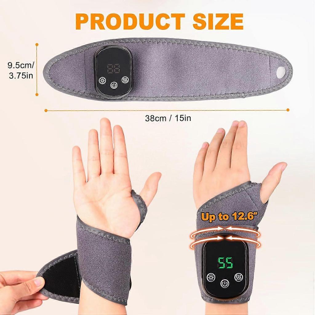 Wireless Wrist Heating Pad with 5 Heat Levels and 3 Vibration Modes, Rechargeable Heating Pad for Work, Travel and Exercise, Fits Left and