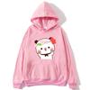 Cute Pretty BuBu Panda in Flowery Head Piece Hoodie DuDu Bear Dancing and Playing with A Guitar Sweatshirt Women Tops