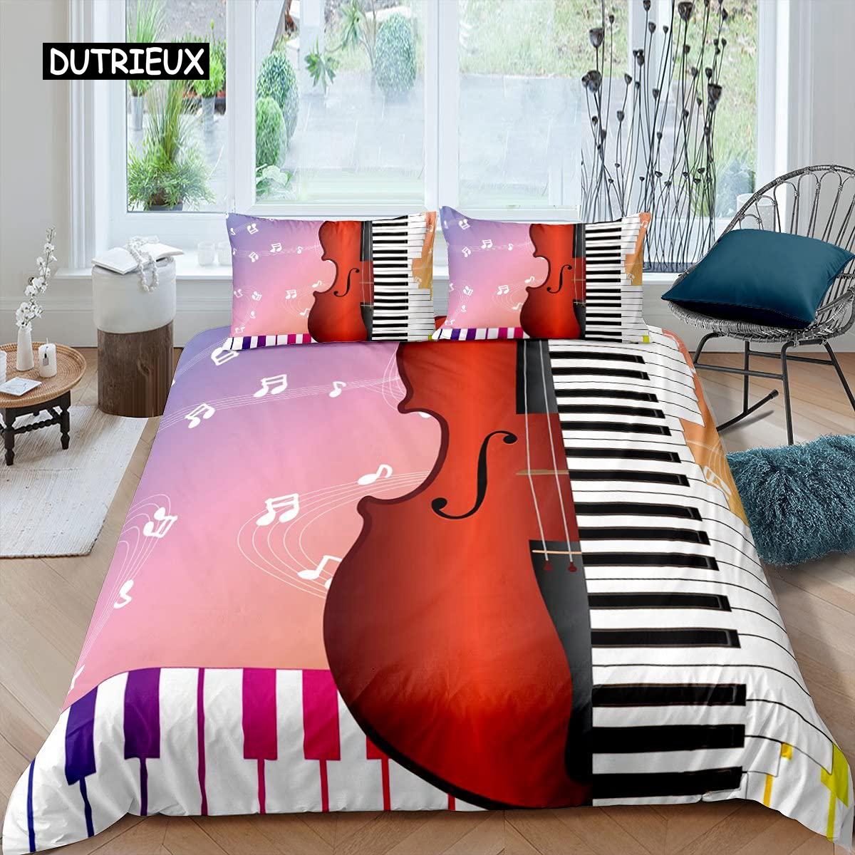 

Пододеяльник со скрипкой, комплект постельного белья с классической музыкальной тематикой, одеяло с узором «тай-дай» для подростков и взрослых, пододеяльник из микрофибры для королевского одеяла EU single(135x200cm)