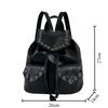 Black Backpacks for Women Soft Leather Rivet Waterproof Backpack Trendy Women School Bags Girl Travel School Back Bags Bagpack