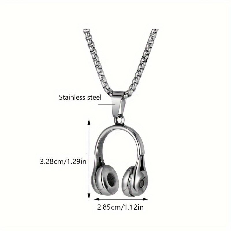 Men's Headphone Pendant Necklace, Gun Color Durable Design, Non Fading, Simple Music Themed Accessory, Suitable for Casual Wear