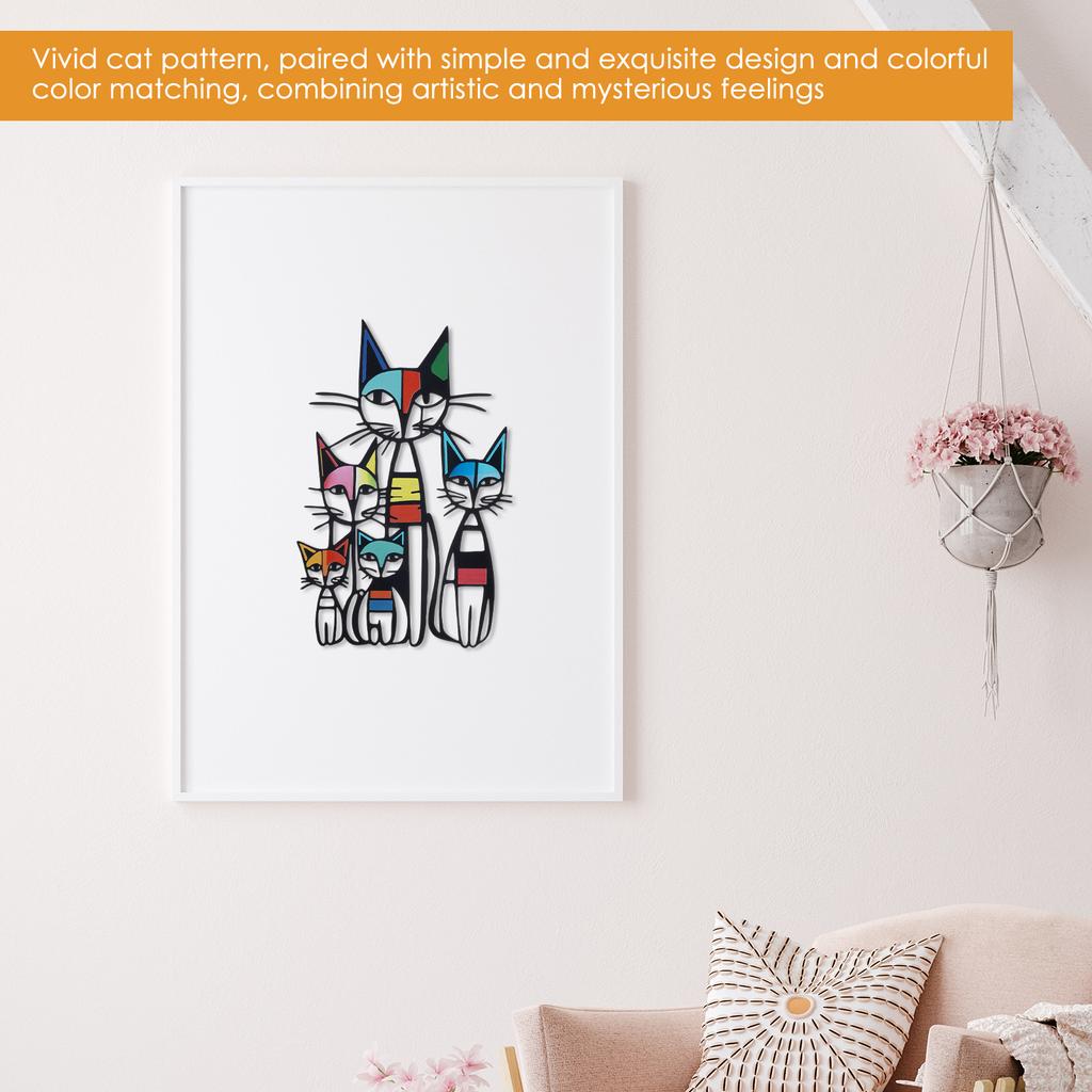 Cat Wall Art Decor Minimalist and Colorful Metal Cat Wall Hanging Decoration Cats Themed Wall Mural for Living Room Home Decor