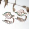 Schattige Dames Witte Groene Zirkonia Steen Oorbellen Luxe Gouden Kleur Bruiloft Sieraden Voor Vrouwen