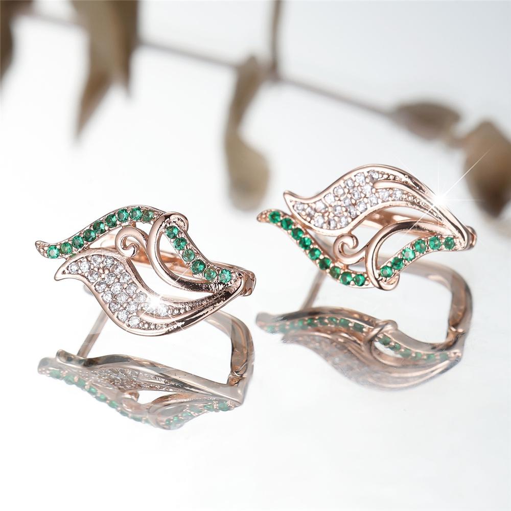 Schattige Dames Witte Groene Zirkonia Steen Oorbellen Luxe Gouden Kleur Bruiloft Sieraden Voor Vrouwen