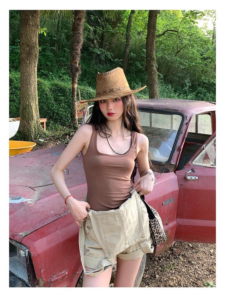 Women's High-Waist Denim Overall Shorts - Casual American Style, Loose Fit, Cuffed Wide Leg Jumpsuit