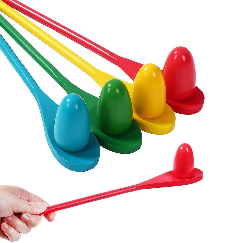 Easter Egg Spoon Race Game Set 4 Sets of Wooden Balance Spoons for Party Decorations, Outdoor Fun Games, and Party Gifts, Party Supplies