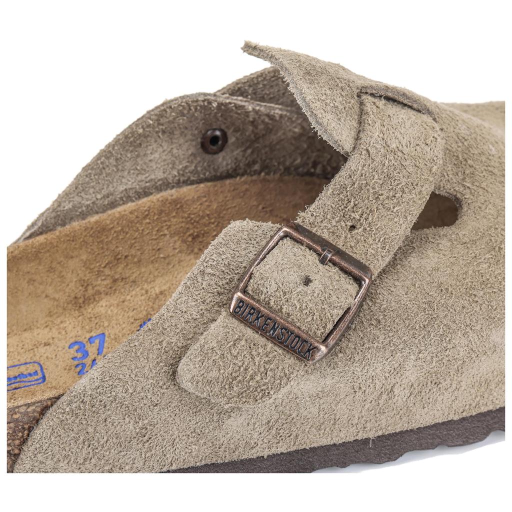 Birkenstock Boston Soft Footbed Suede Narrow Fit Taupe Unisex Sneakers Tan 0560773