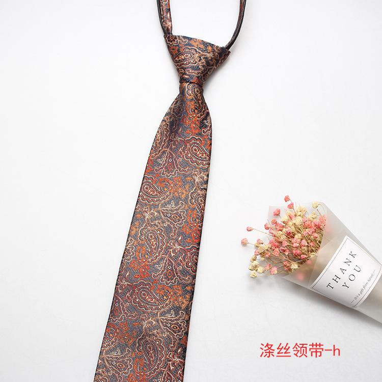 Hot-Selling Formal 8Cm Business Tie, Men'S Zipper Lazy Tie, Small Flower Cashew Nut Ideas, A Variety Of Colors