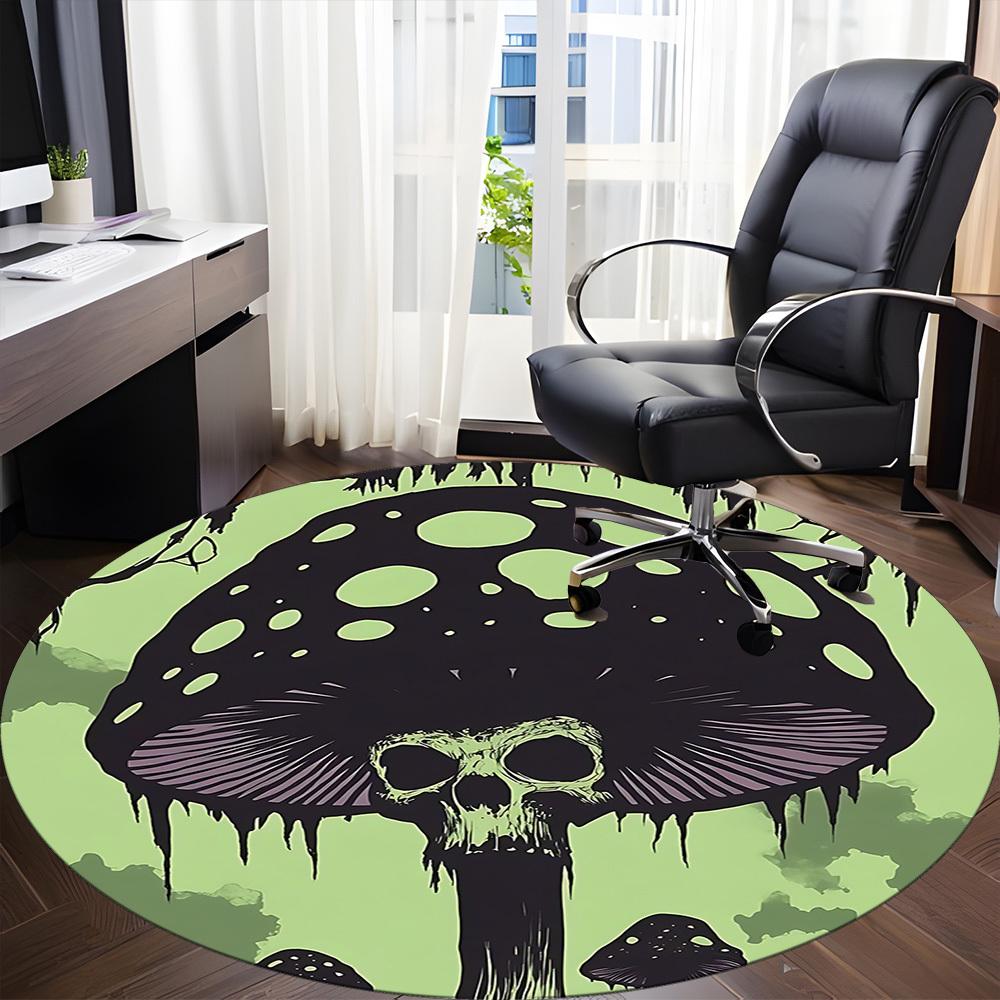 1pc Mushroom Skull Office Round Area Rug, Under Office Chairs Bedroom Living Room Home Decor, Room Deco, Available in Various Sizes