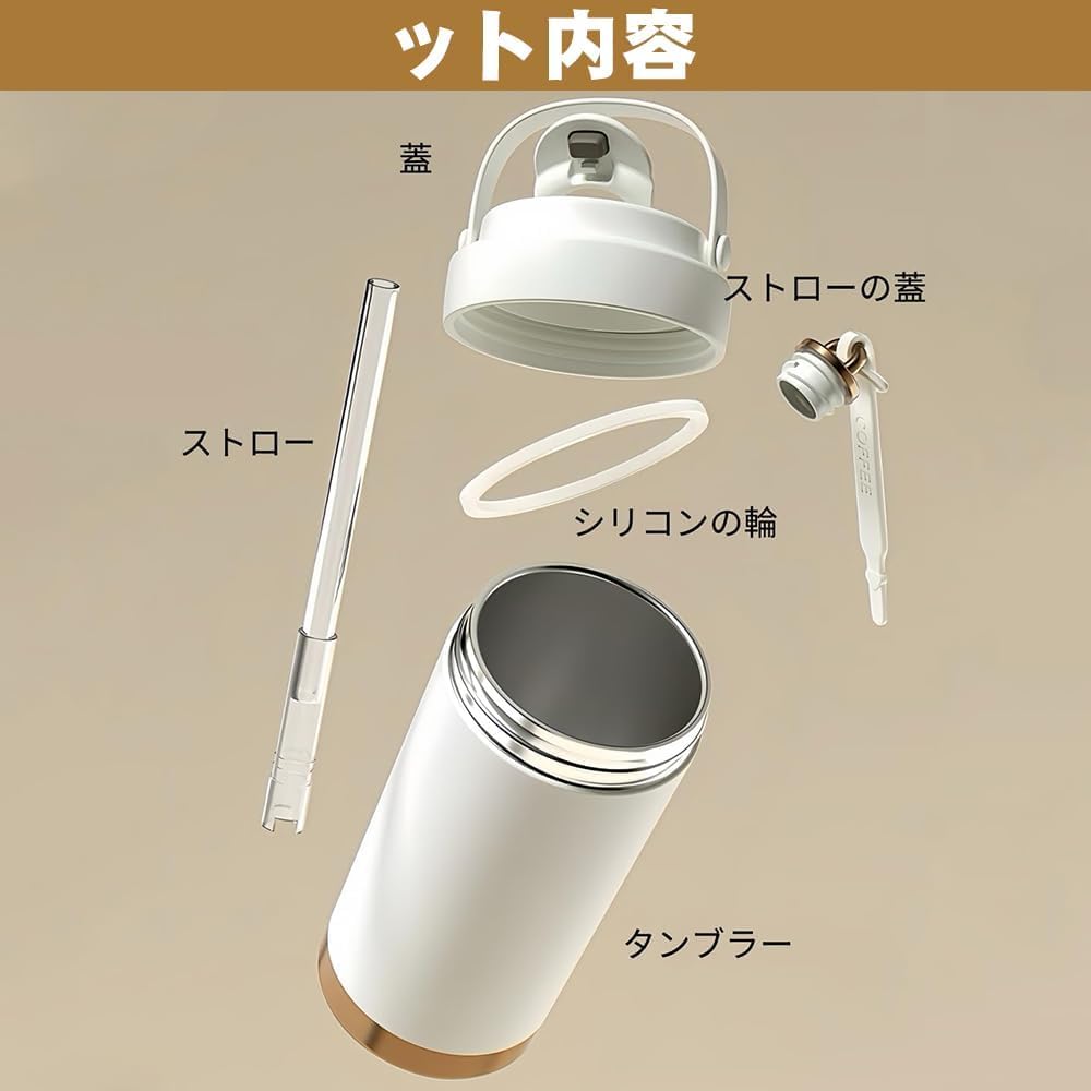 Ceramic Tumbler with Water Bottle with Large Vacuum Ceramic Keeps Drinks Cold Straw, Lid, Capacity, Portable, Coffee, Insulated, Coating, Spill-Proof,