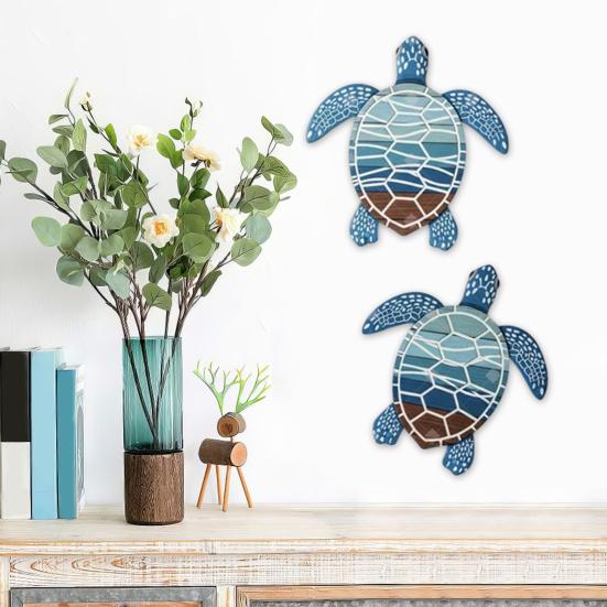 Wooden Beach Wall Art Vintage Sea Turtle Duck Bird Wall Decor Rustic Farmhouse Coastal Ocean Hanging Ornament for Living Room Bedroom