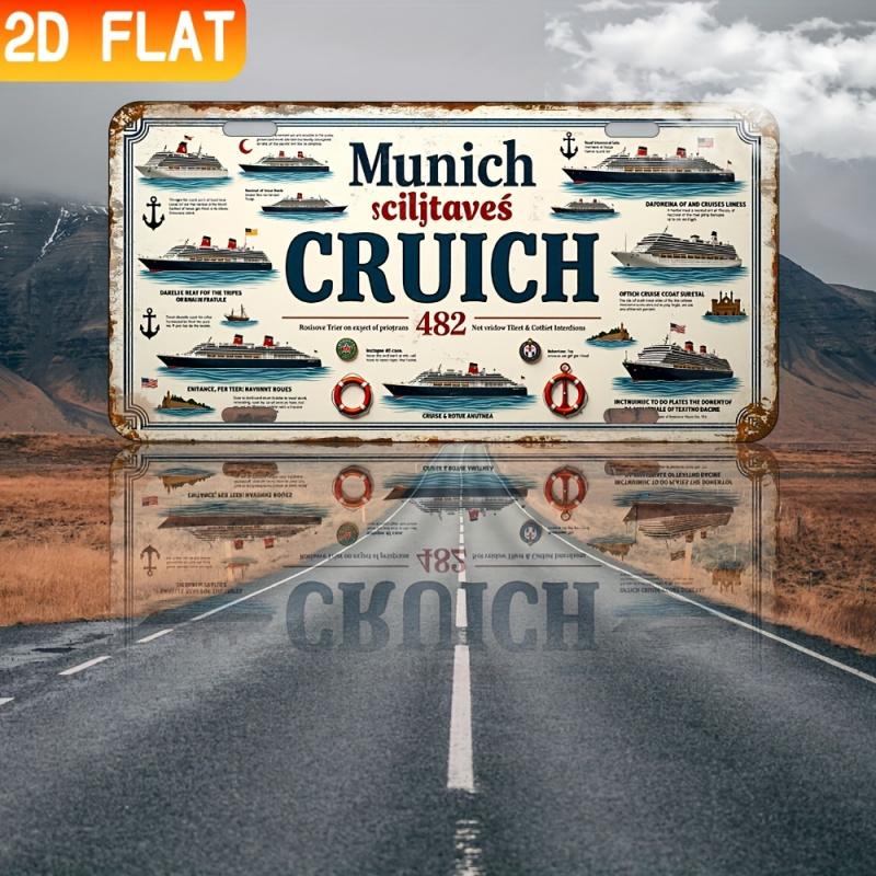 2D Flat, 1pc Vintage Nautical Cruise Ship Metal Sign - 6x12 Inch Waterproof & Dustproof Aluminum Wall Art with Anchor