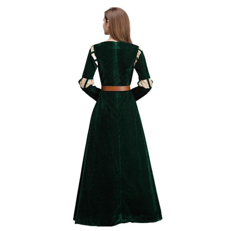 Damen Brave Merida Grün Hof Langes Kleid Halloween Cosplay Kostüm