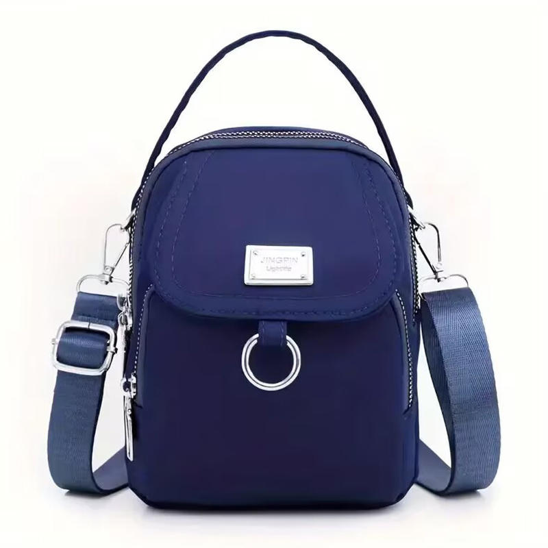 Lightweight Nylon Women's Crossbody Bag Casual Mini Handbag with Multiple Zip Compartments Detachable Shoulder Strap Bag
