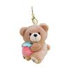 Cute Bear Plush Toy With Strawberry Decoration For Bag Accessories And Collectible Gift